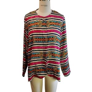 Kristy Michaels Vintage Shacket Shirt‎ Bold Colorful Regal Stripes Size 16